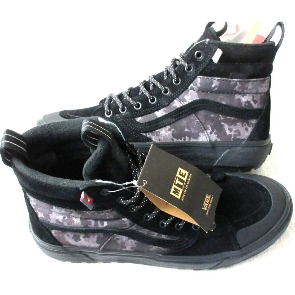 Vans Women's Sk8-Hi MTE-2 All Weather Boots Black Grey Camouflage Size 8.5 NIB